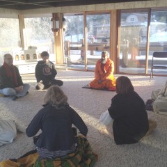 Swamijee conducts a guided meditation session in Michigan USA